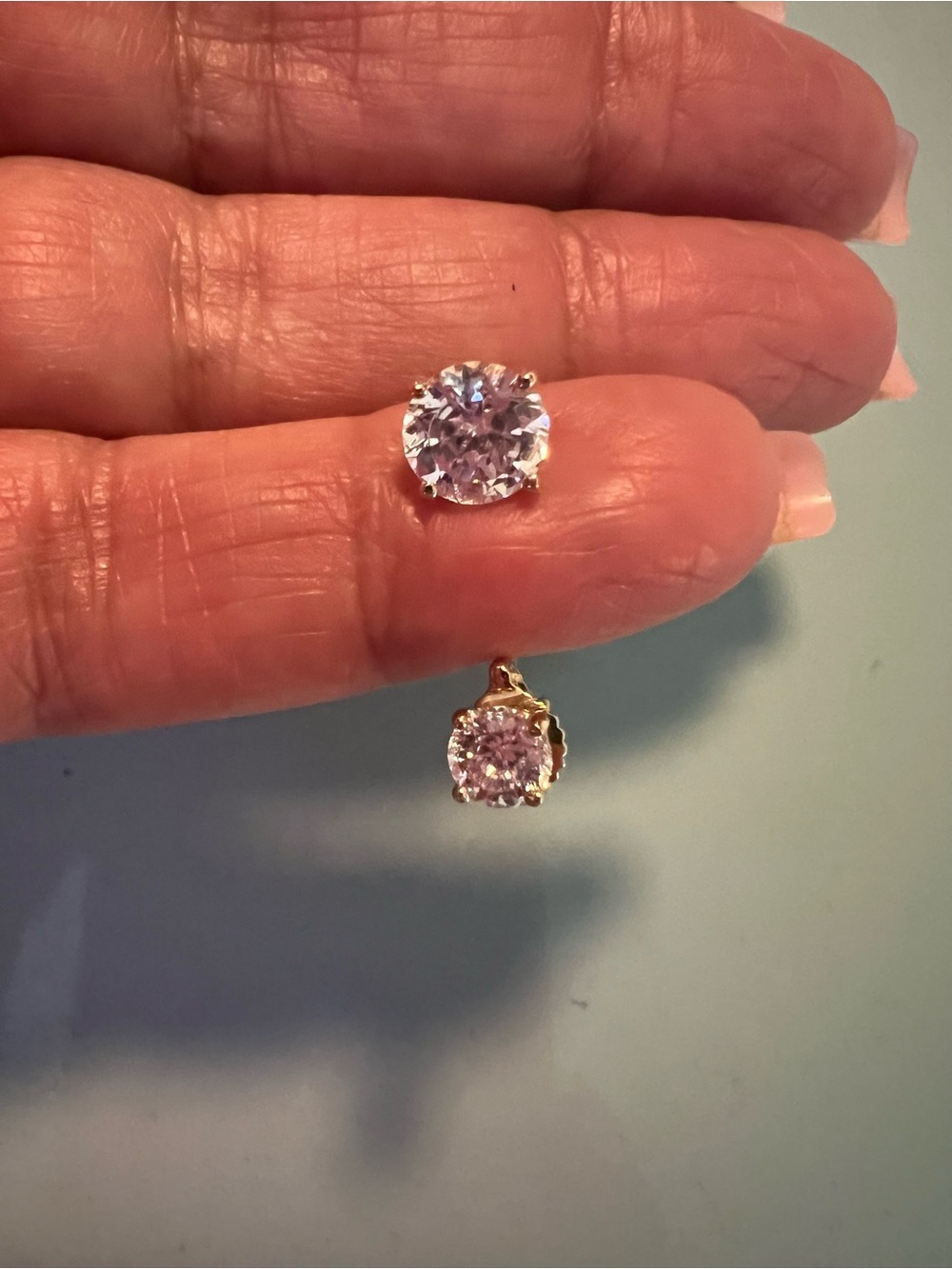 .925 Designer Round CZ Double Stud Earrings in Gold over Sterling
